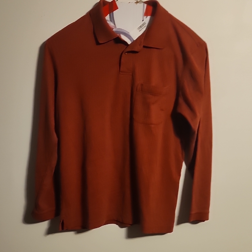 Haggar Brown Polo Shirt Casual Cotton Style